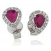 Round Ruby & Diamond Cluster Earrings