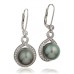 Round Diamond & Black Pearl Drop Earrings Round Diamond & Black Pearl Drop Earrings