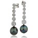 Round Diamond & Black Pearl Drop Earrings Round Diamond & Black Pearl Drop Earrings