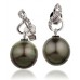 Round Diamond & Black Pearl Drop Earrings