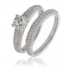 Diamond Shoulder Set Ring With Matching Band