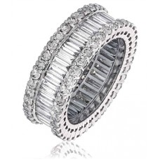 Round & Baguette Diamond Eternity/dress Ring