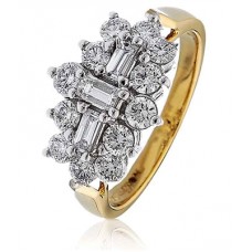 Elegant Round & Baguette Diamond Dress Ring