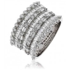 Round & Baguette Diamond Multi Row Dress Ring Round & Baguette Diamond Multi Row Dress Ring