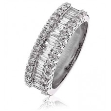 Round & Baguette Diamond Multi Row Dress Ring