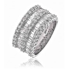 Round & Baguette Diamond Multi Row Dress Ring Round & Baguette Diamond Multi Row Dress Ring
