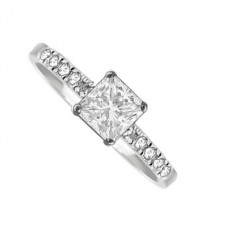 1.00ct Vs2/f Princess Diamond Shoulder Set Ring
