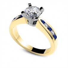 Blue Sapphire And Round Diamond Engagement Ring