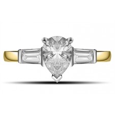 Modern Pear & Baguette Diamond Trilogy Ring