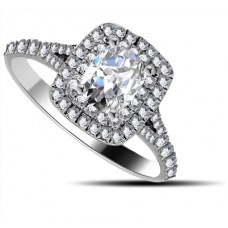 Cushion Diamond Double Halo Shoulder Set Ring Cushion Diamond Double Halo Shoulder Set Ring