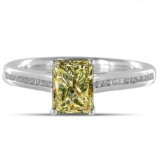 Fancy Yellow Emerald Diamond Vintage Shoulder Set Ring