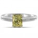 Fancy Yellow Emerald Diamond Vintage Shoulder Set Ring