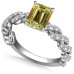 Fancy Yellow Emerald Diamond Vintage Shoulder Set Ring