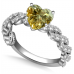 Fancy Yellow Heart Cut Diamond Shoulder Set Ring