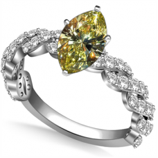 Fancy Yellow Marquise Cut Diamond Shoulder Set Ring