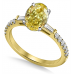 Fancy Yellow Oval Cut Diamond Shoulder Set Ring