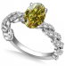 Fancy Yellow Oval Cut Diamond Shoulder Set Ring