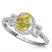 Fancy Yellow Oval Cut Diamond Shoulder Set Ring