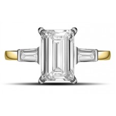 Classic Emerald & Baguette Diamond Trilogy Ring