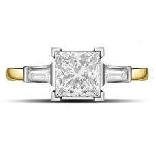 Elegant Princess & Baguette Diamond Trilogy Ring