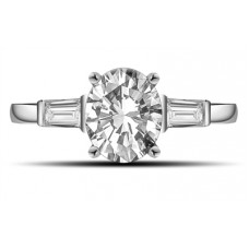 Modern Oval & Baguette Diamond Trilogy Ring