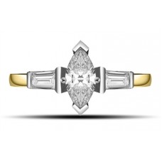 Modern Marquise & Baguette Diamond Trilogy Ring