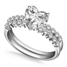 Heart Shoulder Set Ring With Matching Band