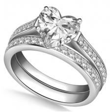 Heart Shoulder Set Ring With Matching Band