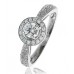 Round Diamond Single Halo Double Shoulder Ring