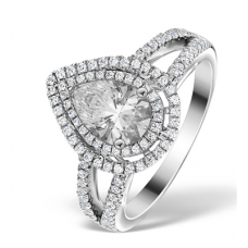 Pear Diamond Double Halo Shoulder Set Ring