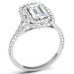 Emerald Diamond Double Halo Shoulder Set Ring