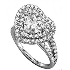 Heart Diamond Double Halo Shoulder Set Ring Heart Diamond Double Halo Shoulder Set Ring