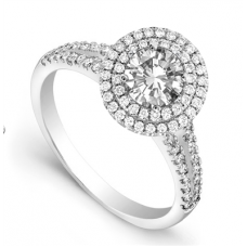 Round Diamond Double Halo Shoulder Set Ring