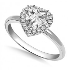 Heart & Round Diamond Single Halo Ring