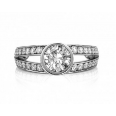 Modern Round Diamond Split Shoulder Engagement Ring