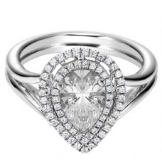 Double Halo Pear Diamond Engagement Ring