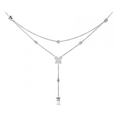 Modern Encrusted Round Diamond Drop Necklace