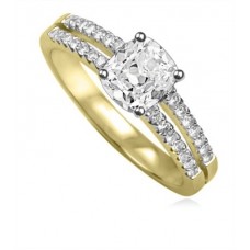 Modern Split Shoulder Cushion Diamond Vintage Ring