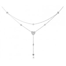 Modern Encrusted Heart Shaped Round Diamond Drop Necklace