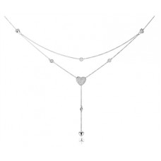 Modern Encrusted Heart Shaped Round Diamond Drop Necklace