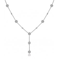 Modern Encrusted Round Diamond Drop Necklace