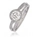 Round Diamond Single Halo Split Shoulder Ring