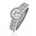 Round Diamond Single Halo Triple Shoulder Ring