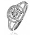 Round Diamond Double Halo Split Shoulder Ring