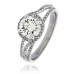 Round Diamond Single Halo Split Shoulder Ring