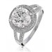 Round Diamond Double Halo Split Shoulder Ring