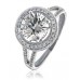 Round Diamond Single Halo Split Shoulder Ring