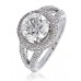 Round Diamond Double Halo Split Shoulder Ring