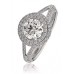 Round Diamond Double Halo Split Shoulder Ring