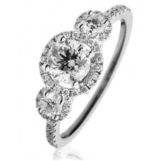 Modern Round Diamond Trilogy Halo Ring